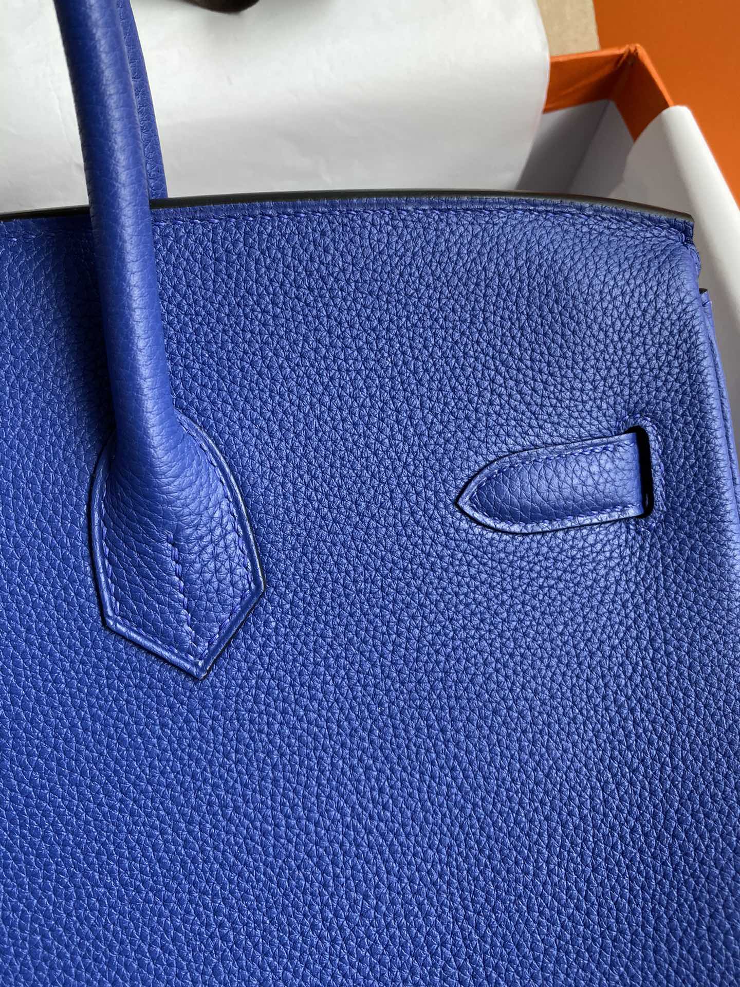 Hermes Birkin 35CM Togo Leather Handbag Blue Royal